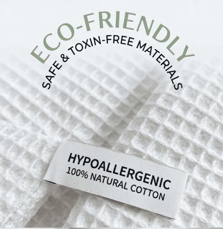 Eco-friendly and hypoallergenic 100% natural muslin cotton material used in KESLOVE carriers for sensitive baby skin.